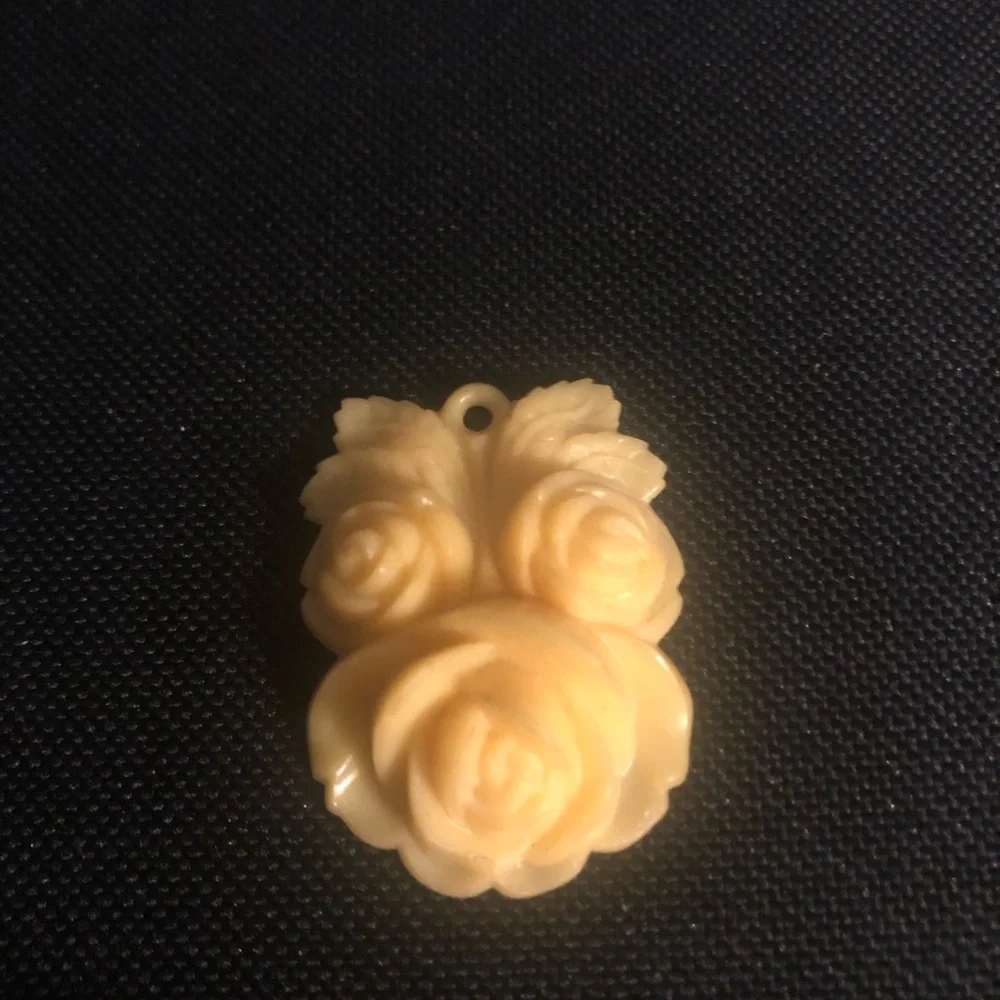 Vintage Yellow Floral Celluloid Pendant - $20 or $15 w/offer